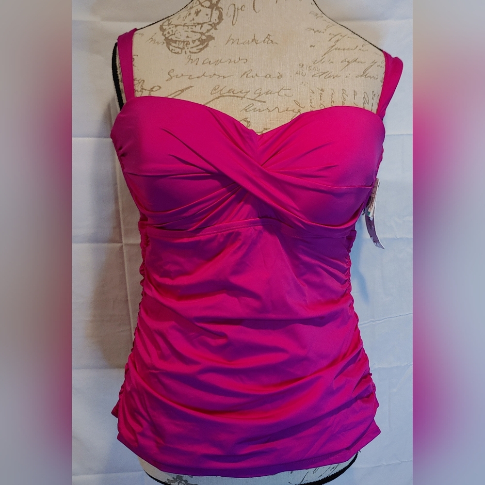 Jantzen Womens Swim Wineberry Sweetheart Ruched Tankini Size 16 NWT